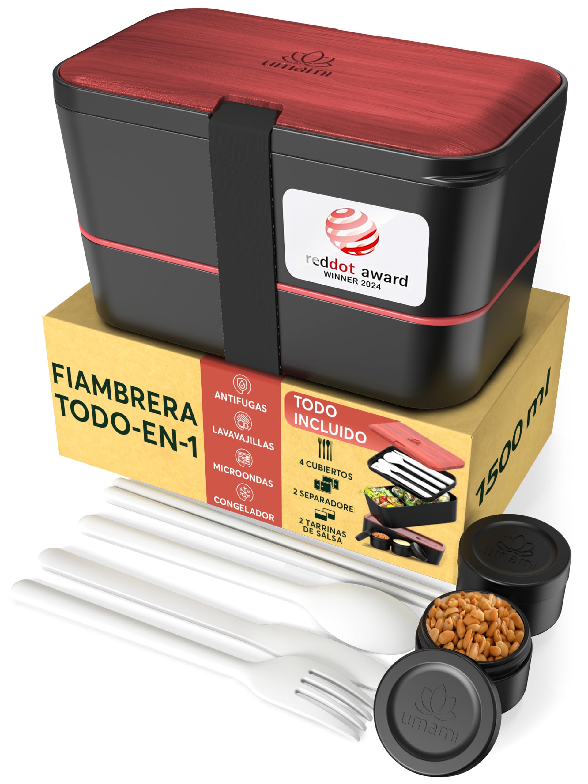 Umami Lonchera Bento, todo en uno, caja bento para adultos, recipientes de preparación de comidas para hombres y mujeres