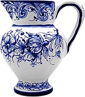 Vista 1 de Jarra de cerámica portuguesa azul y blanca pintada a mano