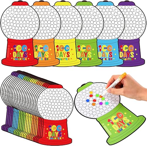 Lunmon 100 días de escuela, manualidades, máquina de chicles de papel a juego de colores, kit de manualidades para profesores y niños, 100 días de