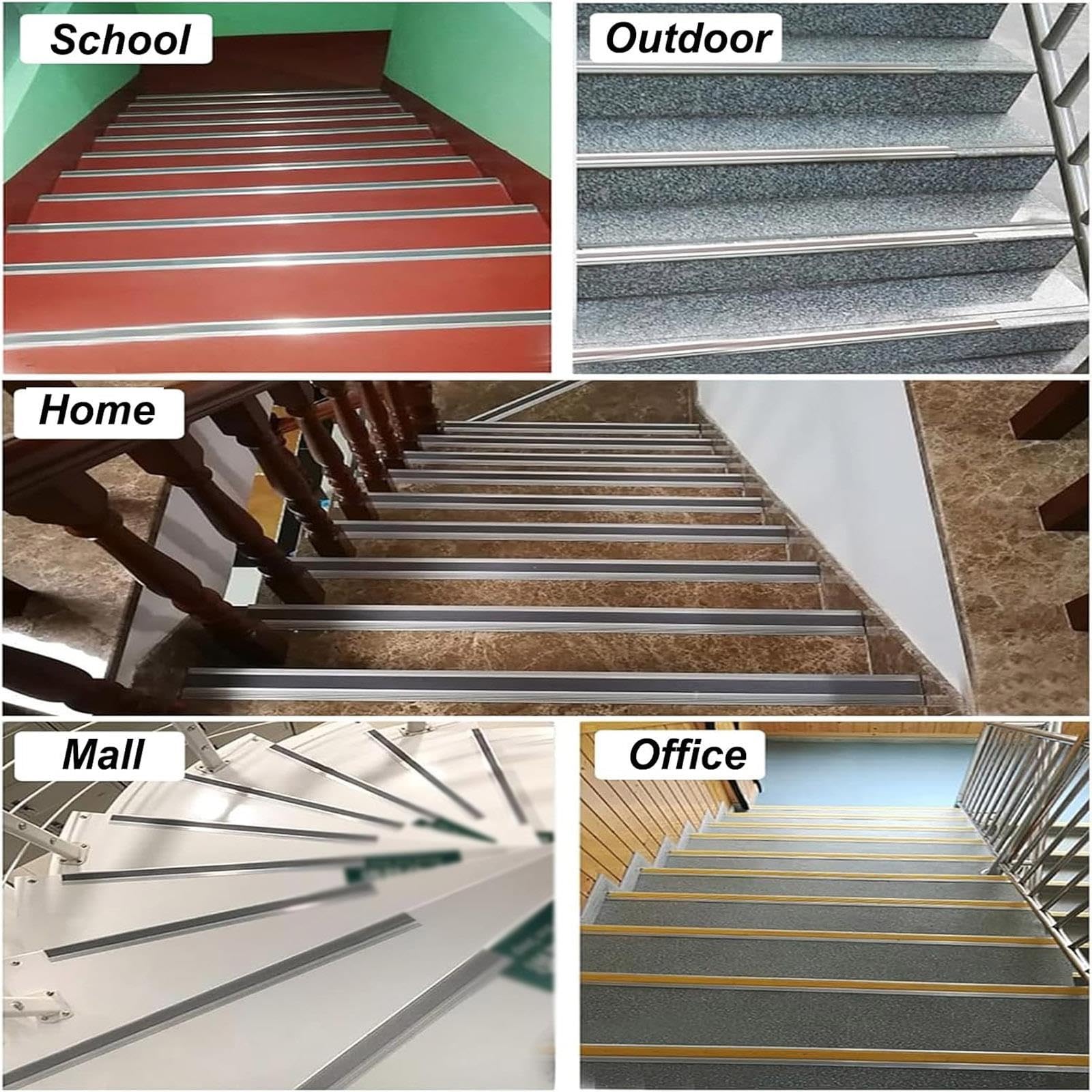 Aluminiowa listwa antypoślizgowa do schodów, zewnętrzne stopnie schodów, wodoodporne, do domu, szkoły(Gray,40x20mm)