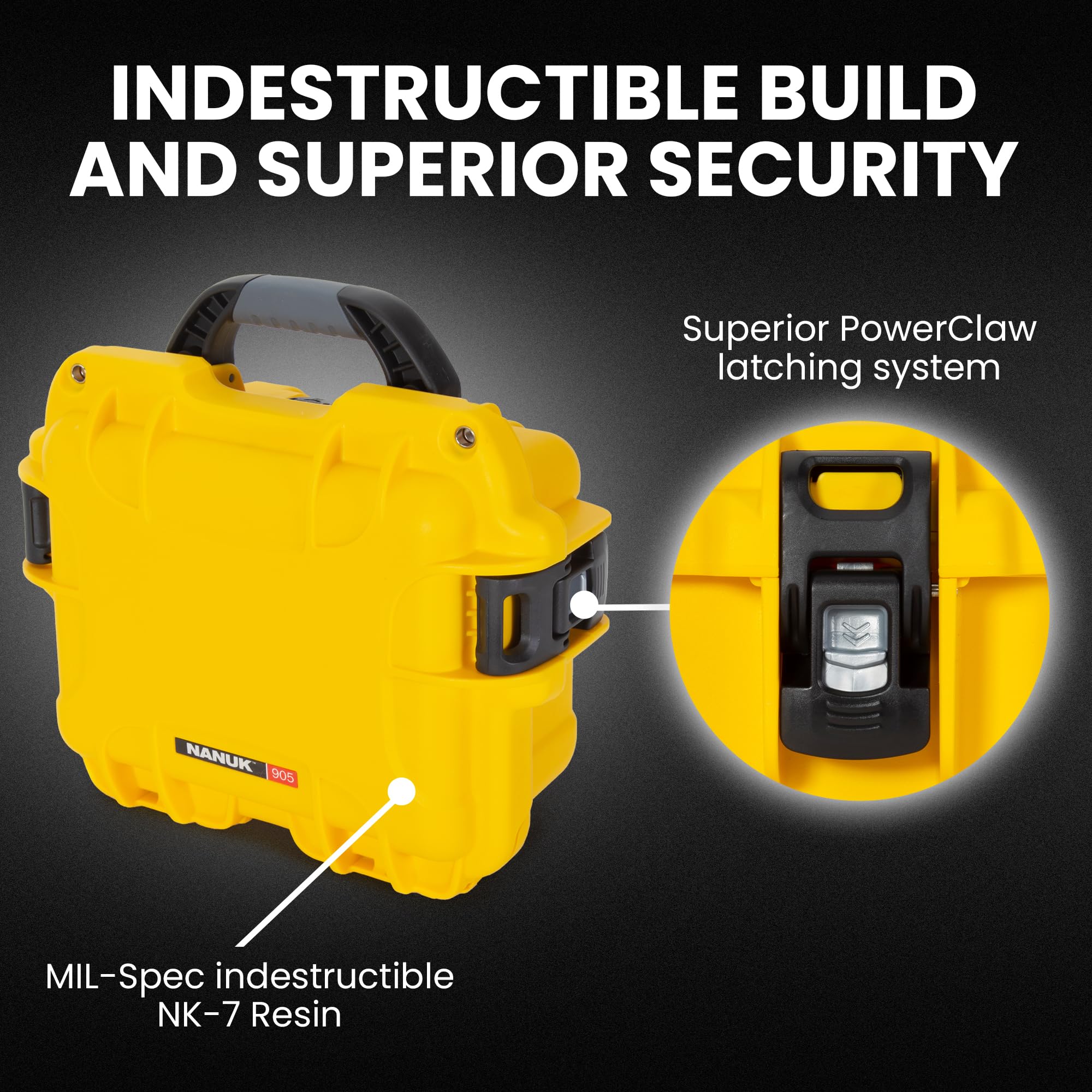 NANUK Custodia rigida impermeabile 905 con inserto in schiuma - Giallo