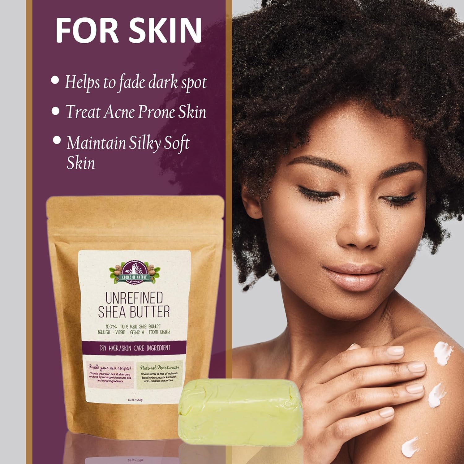 Unrefined Shea Butter Raw Organic | 16 oz / 453 g | Body Butter for Dry Skin, Stretch Marks | Natural Moisturizing Formula | for Women and Men (Pack of 2)