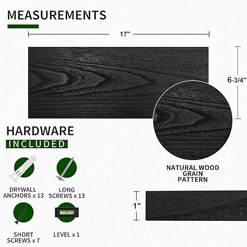 Miniatura 2 de Marsmiles Estantes flotantes de madera para pared, juego de 3, estantes flotantes de madera rústica de 17 pulgadas de ancho, exhibición invisible