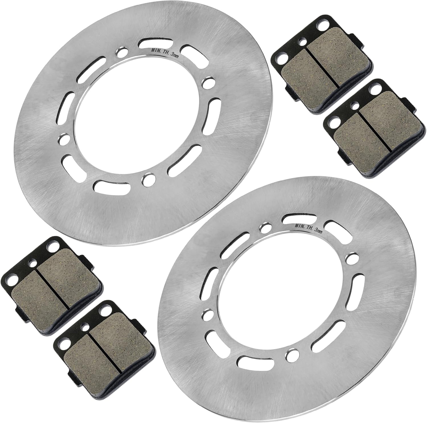 Caltric 2 Front Brake Disc Rotor with Brake Pads Compatible with Yamaha Grizzly 660 YFM660F 2003-2008