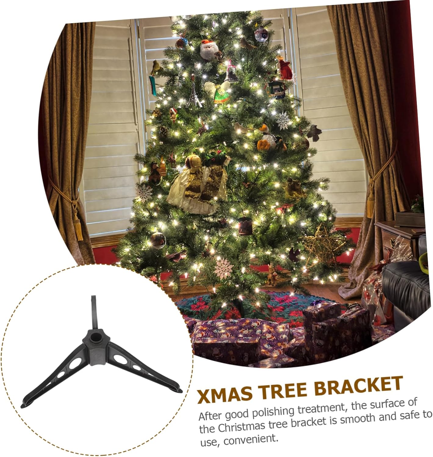 Homoyoyo 4pcs Sturdy Christmas Tree Stand Pedestal for Artificial Trees Sleek Stable Support for Holiday Decorations and Parties