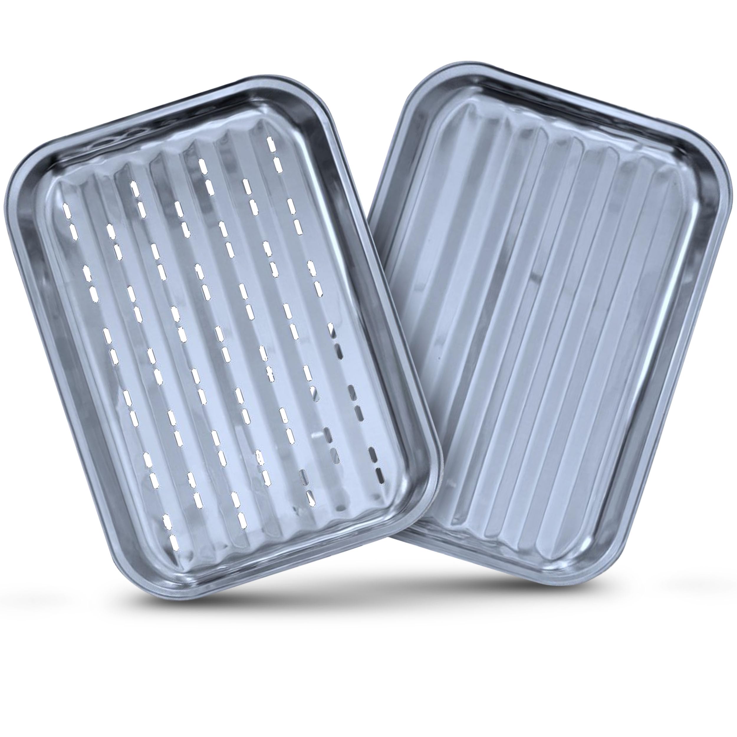 BABOSSA Grillschale (2er-Set) – Hochwertige Grillschale Edelstahl – Wiederverwendbar, spülmaschinenfest und rostfrei – Perfekt für Gemüse, Fisch & Fleisch – 100% Made in Germany