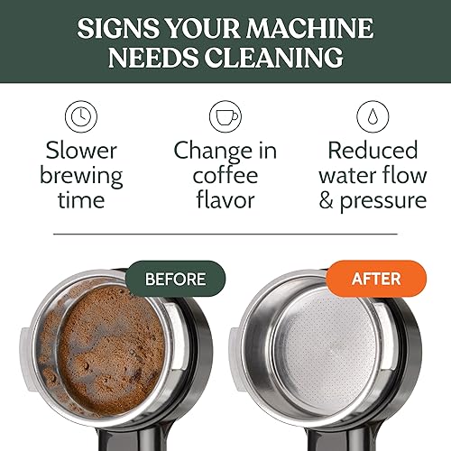 Miniatura 5 de Roobi Polvo limpiador profesional para máquina de café expreso. Polvo limpiador de espresso neutro en carbono. Hasta 90 usos, 31.75 oz.