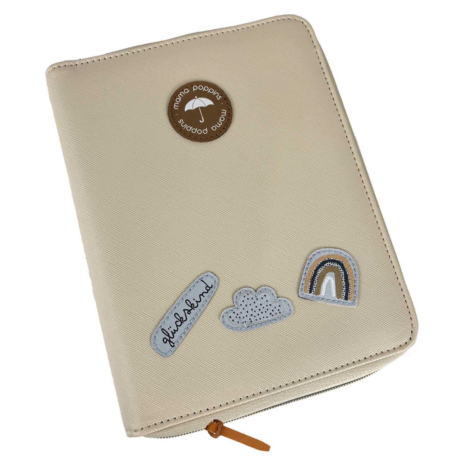 Mutterpasshülle, U-Heft und Impfpass Tasche/Organizer mit "Glückskind" Schriftzug I Beige