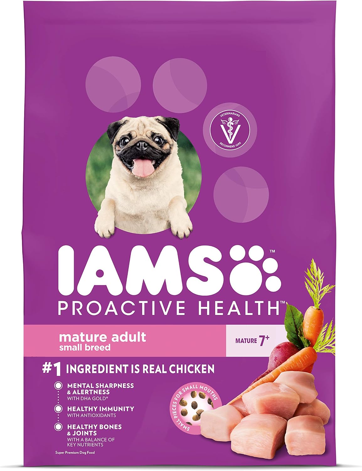 DISCONTINUED BY MANUFACTURER:IAMS PROACTIVE HEALTH Small & Toy Breed Senior Dry Dog Food for Small Dogs with Real Chicken, 7 lb. Bag