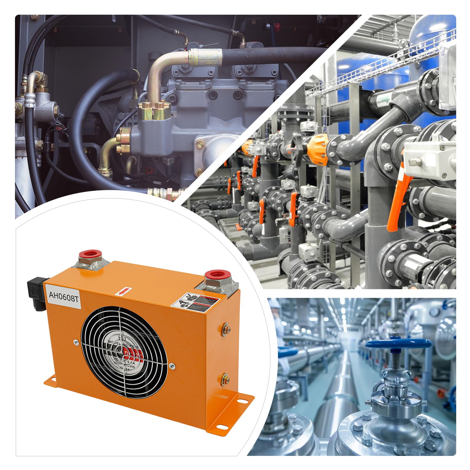 Chłodnica oleju hydraulicznego, 2300 kcal/h, 12 V DC 60 l/min, chłodnica oleju chłodzona powietrzem do systemów hydraulicznych i przekładniowych, 26 x 11,5 x 20 cm
