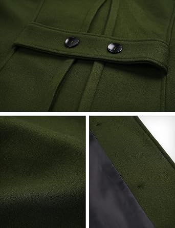 Tanming Women's Hooded Wool Blend Coat Mid Long Peacoats