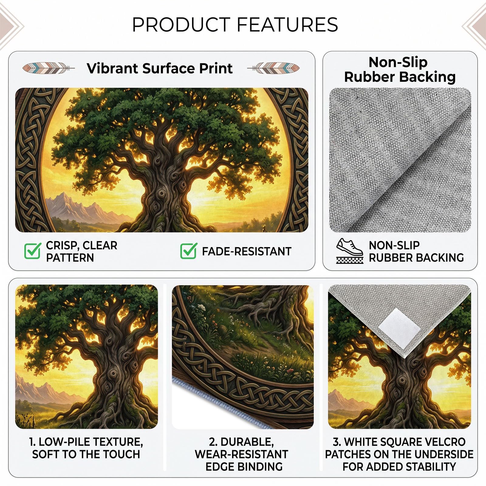 Générique Nature Plantes Floral Tapis Salon Vert Arbre Prairie, Lavable en Machine 140 x 200 cm Grand Tapis à Poil Court Antidérapant Doux pour Adulte Chambre Salle à Manger Bureau