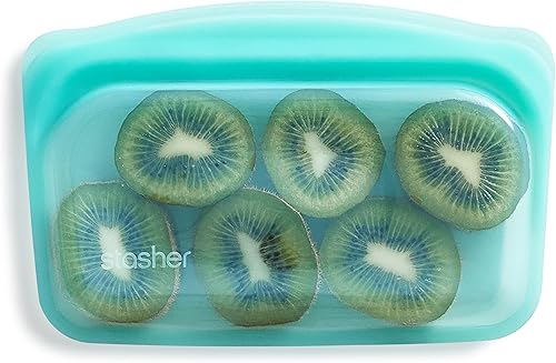 Stasher Bolsa de Silicona Premium Reutilizable para Almacenamiento de Alimentos y Snacks, Aqua, Apta para Microondas, Sous Vide, Lavavajillas, Horno