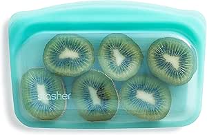 Stasher Platinum Silicone Food Grade Reusable Storage Bag, Aqua (Snack) | Reduce Single-Use Plastic | Cook, Store, Sous Vide, or Freeze | Leakproof, Dishwasher-Safe, Eco-friendly | 12 Oz