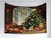 Vista 227 de Ambesonne Tapiz de naturaleza, silueta de oso salvaje en el bosque de la selva en la noche oscura, ilustración para colgar en la pared para Verde