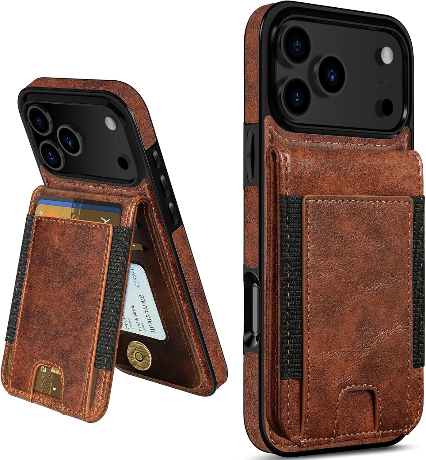 lohasic for iphone 17 pro max wallet case with card holder, women men pu leather rfid blocking credit card slots kickstand protective cover flip phone case for iphone 17 promax 6.9" 2025 - brown brown for iphone 17 pro max 6.9"