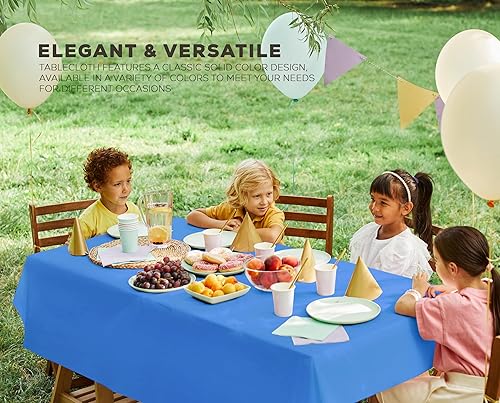 Miniatura 3 de Utopia Kitchen Mantel de plástico desechable (paquete de 12 unidades, 54 x 108 pulgadas), mantel rectangular azul, impermeable, resistente a las