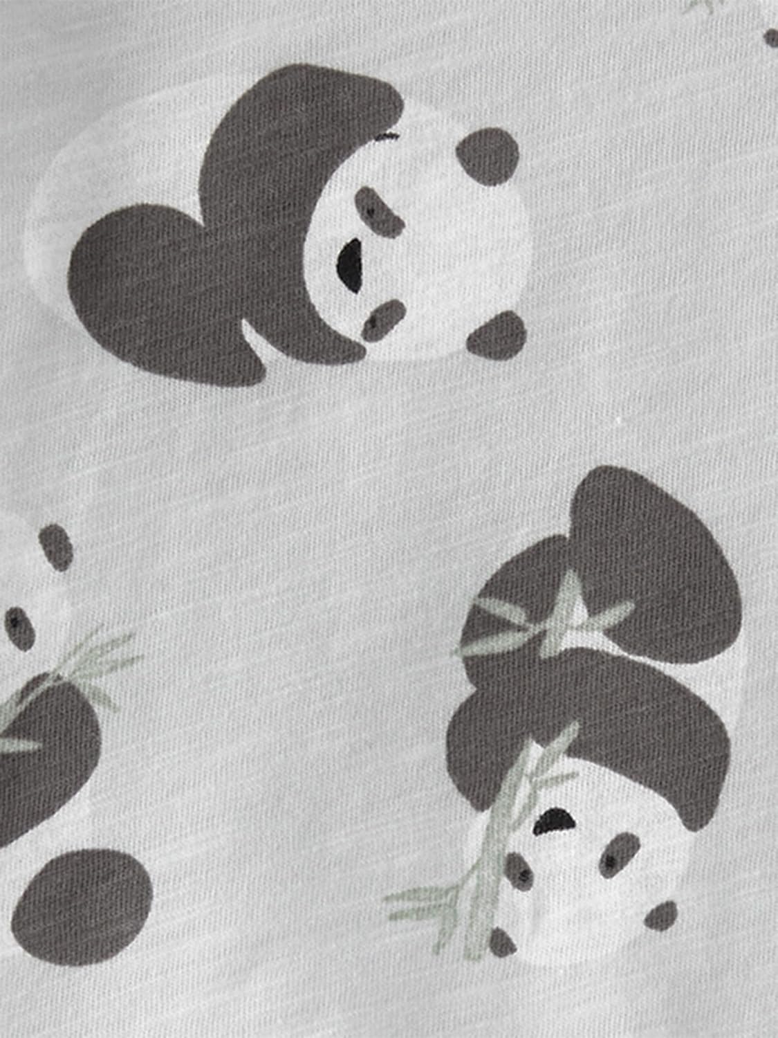 little planet by carter's Baby 2-piece Organic Cotton Shortall Set, Panda, 6M - Image 5