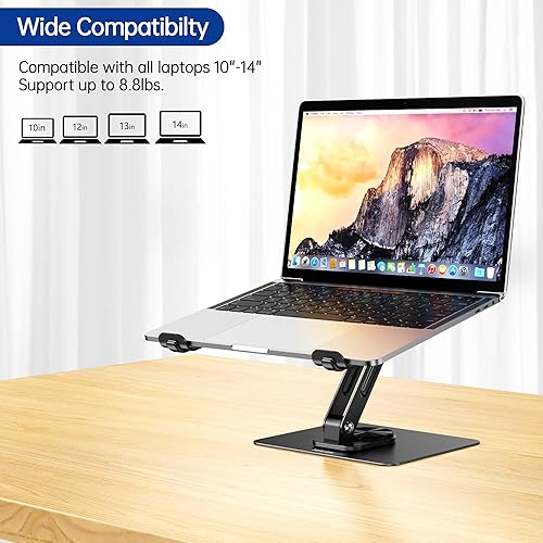 Miniatura 7 de BESIGN LS12 - Soporte para laptop con base giratoria de 360, soporte ergonómico ajustable para portátil, soporte elevador compatible con Air, Pro,