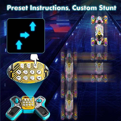 Miniatura 5 de Autos RC, auto de acrobacias RC con detección de gestos con luz y música, operación de comando personalizada, 4WD, conducción de 45, rotación de