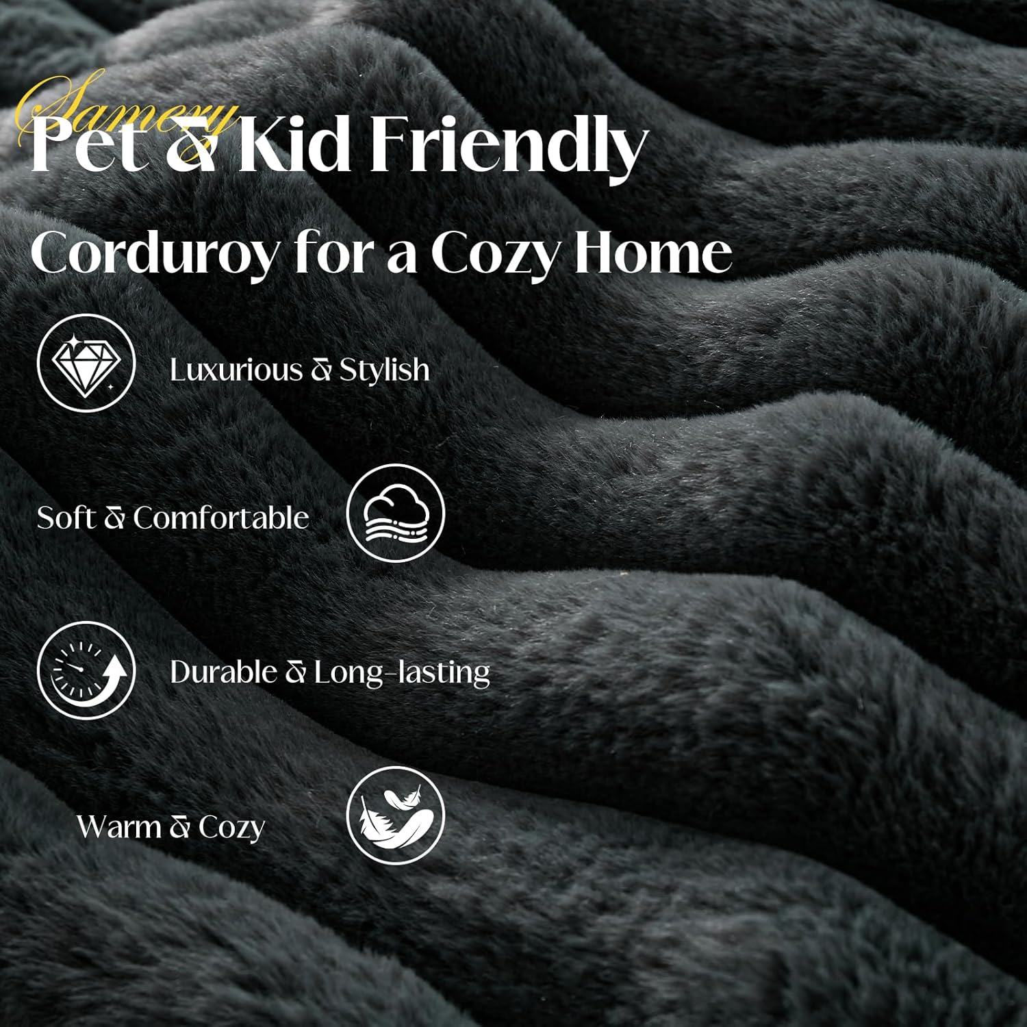 SAMERY 60'' Oversized Chaise Lounge Chair Indoor, Corduroy Upholstered Sleeper Sofa Bed, Deep Seat Sleeper Couch Cozy Reading Chairs, Cloud Sofas Couches for Living Room Bedroom Movie Room (Black)