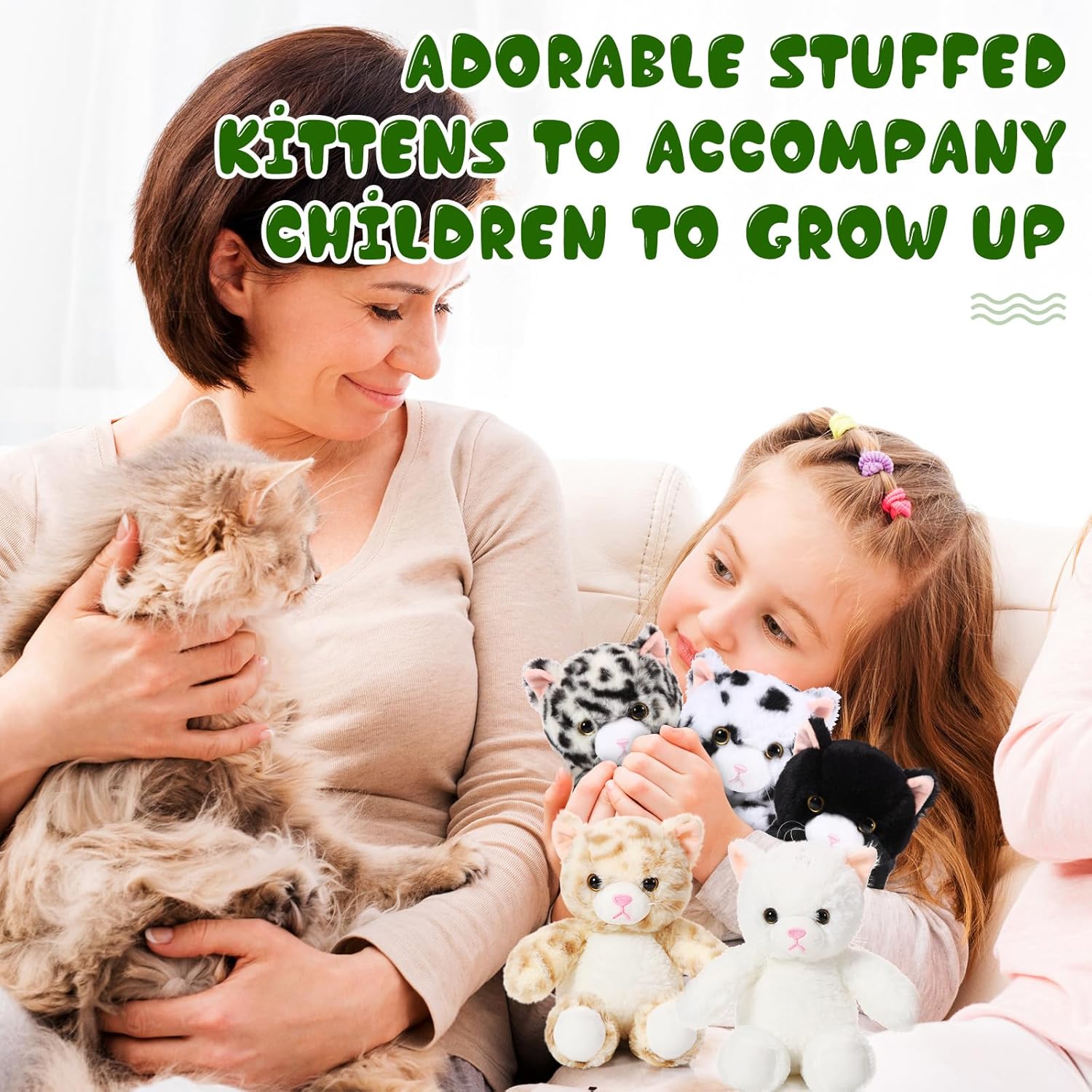 Libima 8 Pcs 8 Inch Cat Stuffed Animals Bulk Cute Kittens Plush Toys Cat Theme Party Favors Birthday Gift Pet Party Favors Christmas Stuffers Pet Toys Decoration(Sitting)