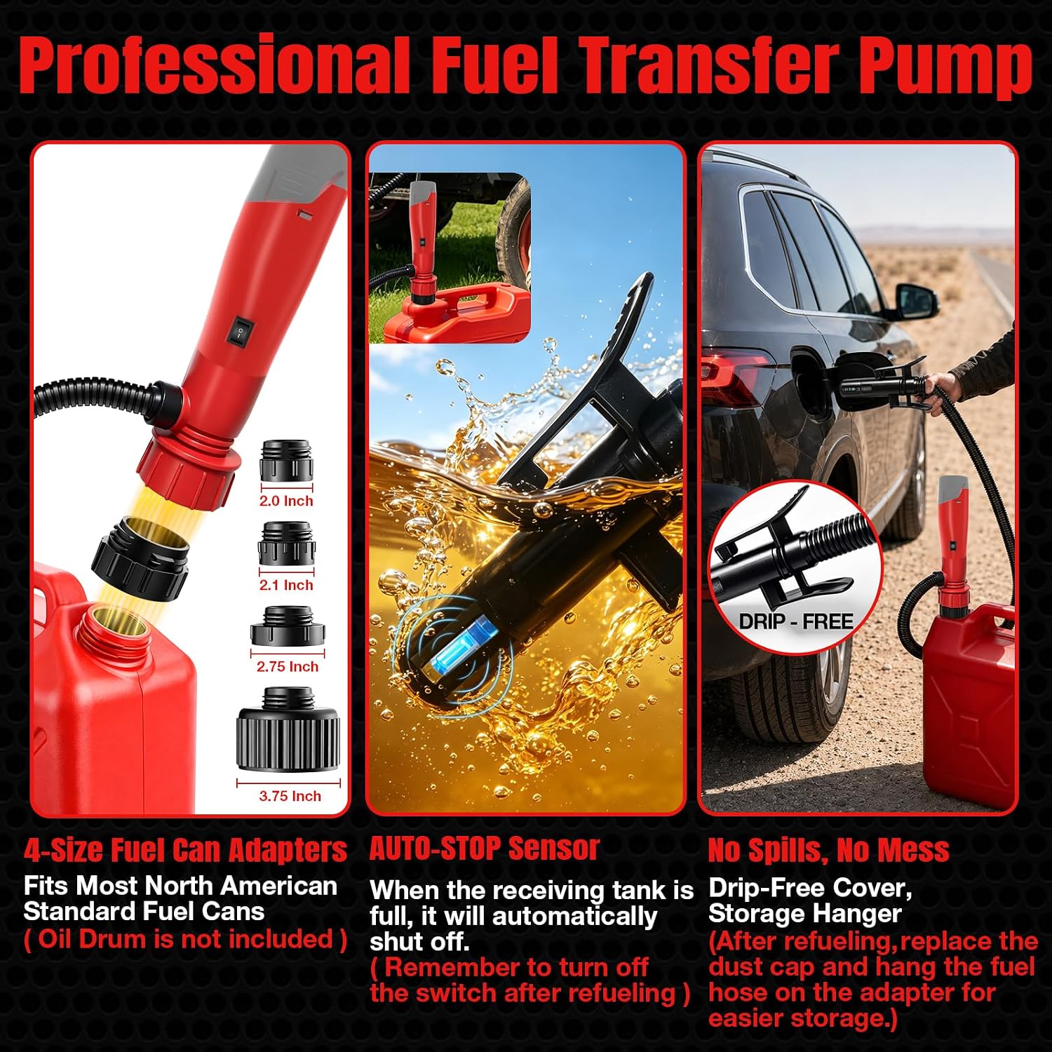 Auto-stop Fuel Transfer Pump, Compatible with Milwaukee for M12 12V Battery