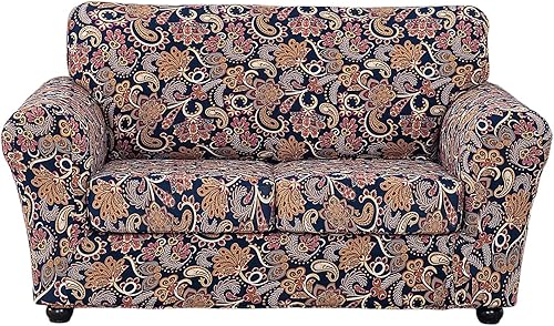 Miniatura 24 de KRFOONN Funda de sofá de 4 piezas con estampado para sofás de 3 cojines, funda elástica con 3 fundas de cojín separadas, protector de muebles Color