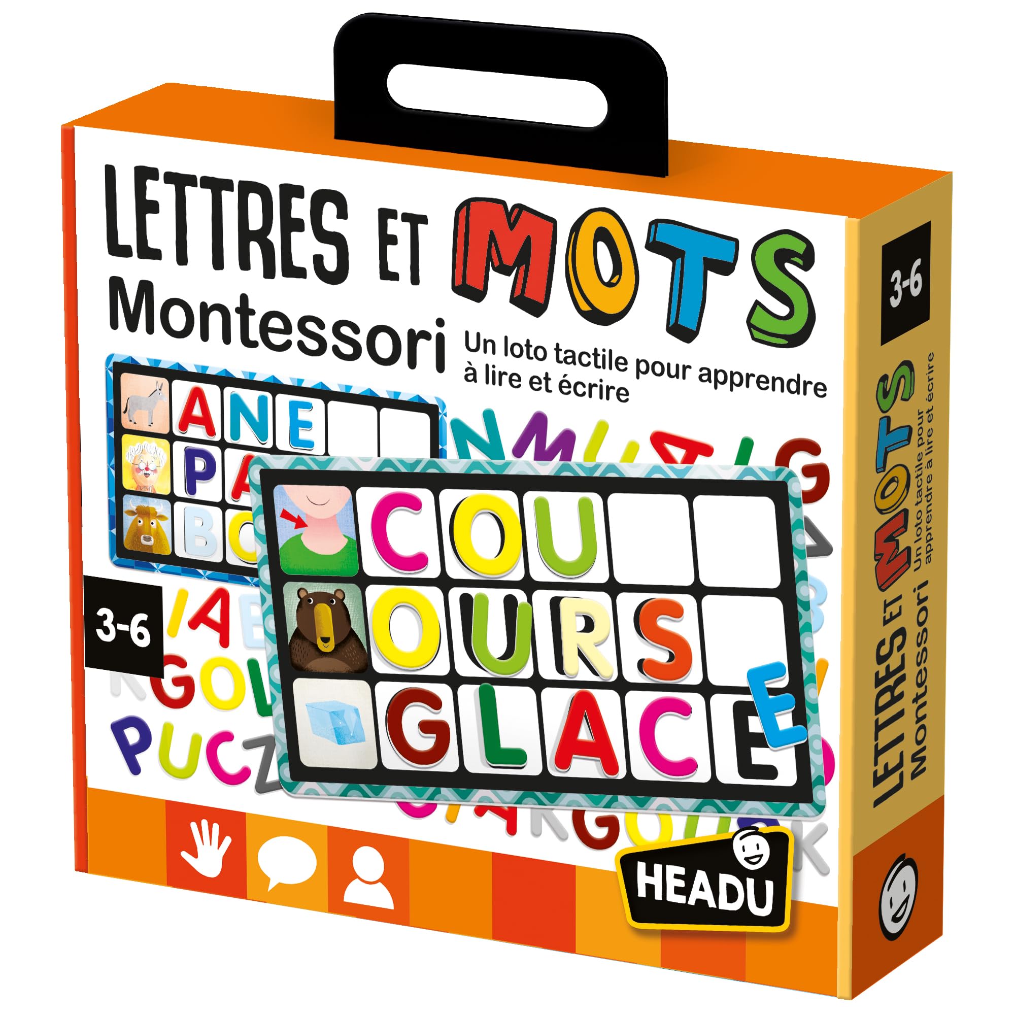 Headu Lettres Et Mots Montessori - Jeu Educatif Loto Tactile pour Apprendre À Lire Et Écrire 2 6 Ans Cadeau Enfants