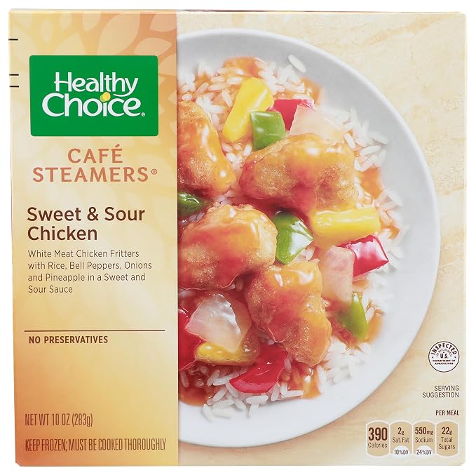 Healthy Choice Cafe Steamers Sweet & Sour Chicken, Frozen Meal,