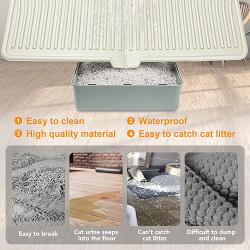 Miniatura 10 de UPSKY Tapete de arena para gatos, tapete grande para atrapar arena para gatitos, suave para patas de gatito, tapete para caja de arena mantiene el