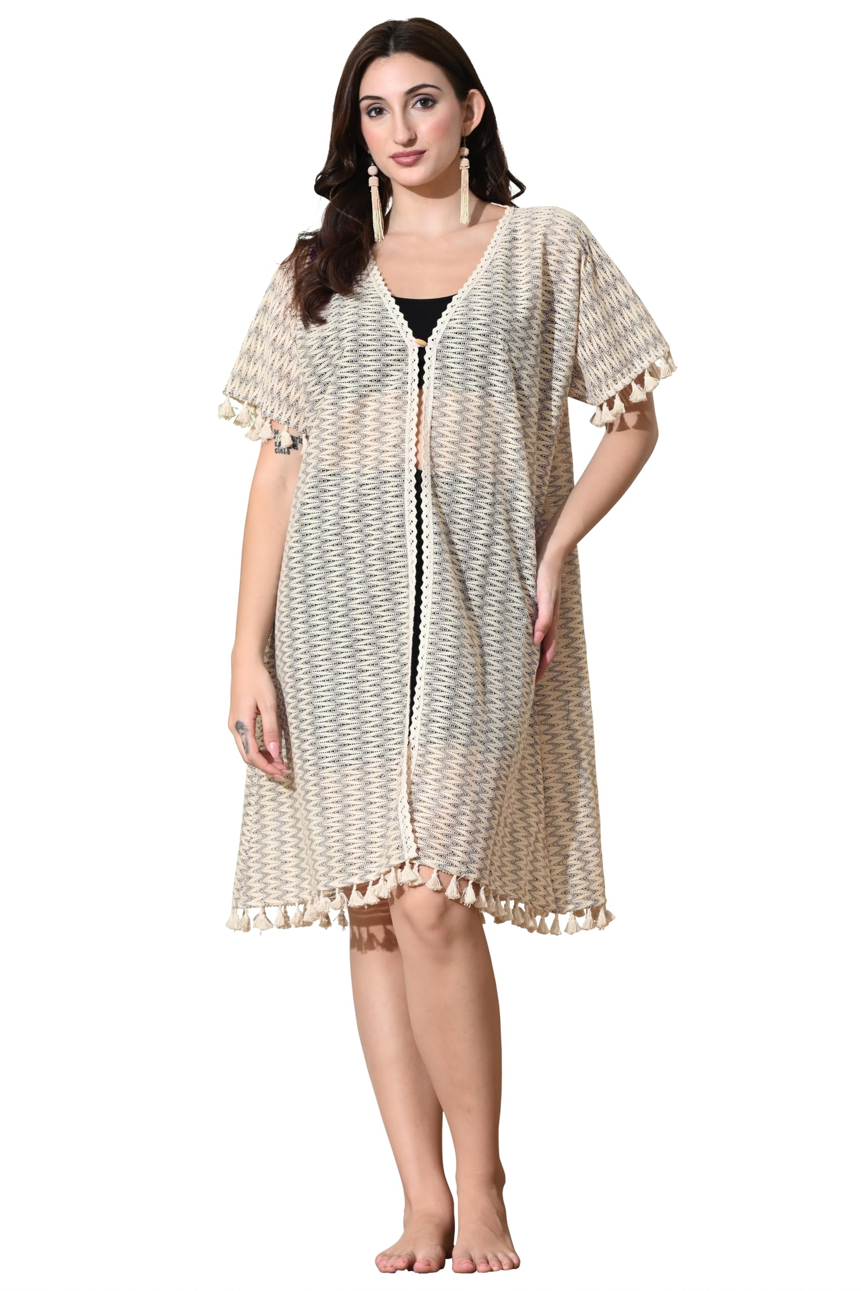 magari Women's Crochet Solid Beachwear Shrug Coverup, Resort Pool Wear-picture-13