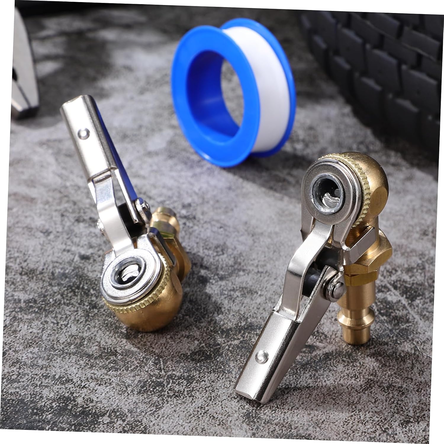 2 Pcs Locking Tire Air Chuck with 1/4 Npt Copper Connector