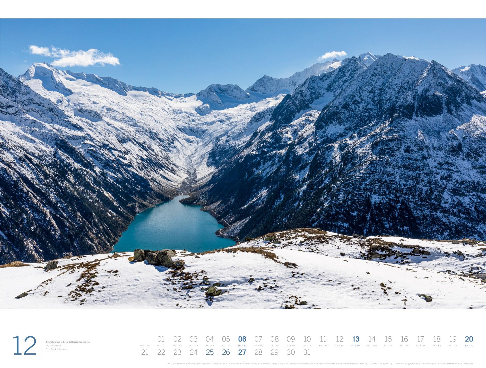 Alpen Gallery Kalender 2026 | Bildstarker Berge-Kalender im großen Querformat (66x50 cm) | Berge und Natur im Großformat