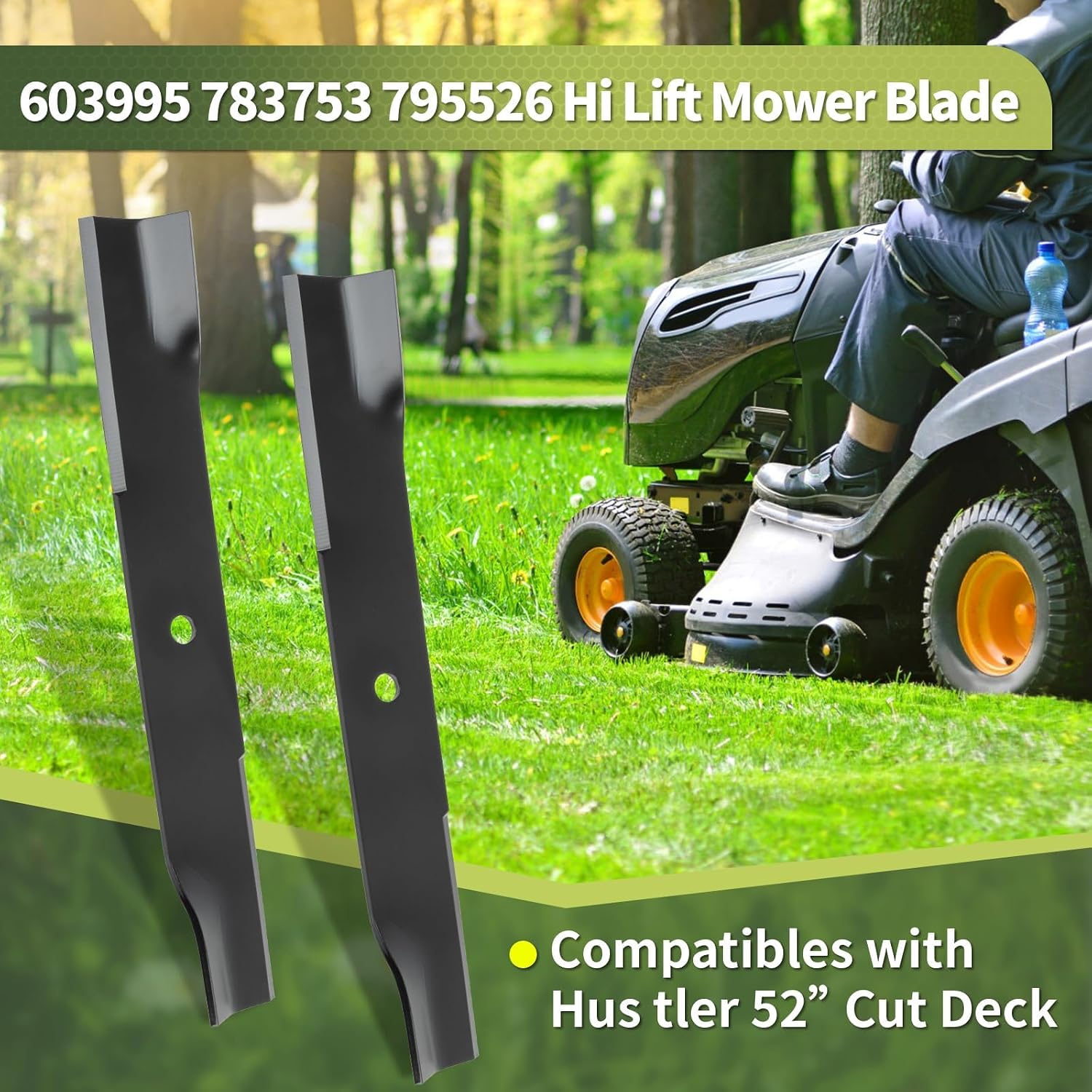 Keycci 795526 Lawn Mower Blades, Compatible with 52" Hus-tler Fast Track, Raptor, Z, Mini Z, Super Mini Z and Super Z Lawn Mower, Replace 603995 783753 795526 30227-52X 92-044 11557 350691 6 Pack