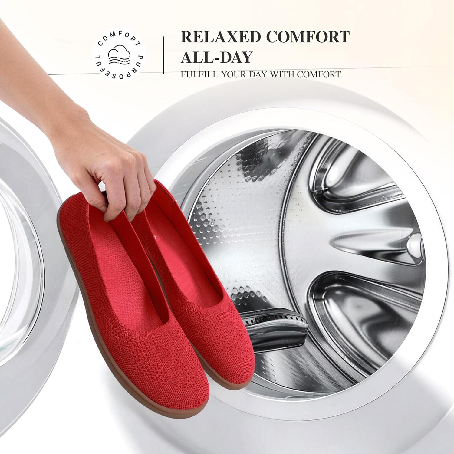 DREAM PAIRS Women's Ballet Flats Dressy Arch Support Wide Toe Box Knit Flats Comfortable Round Toe Slip On Travel Work Business Office Barefoot Shoes - Image 6