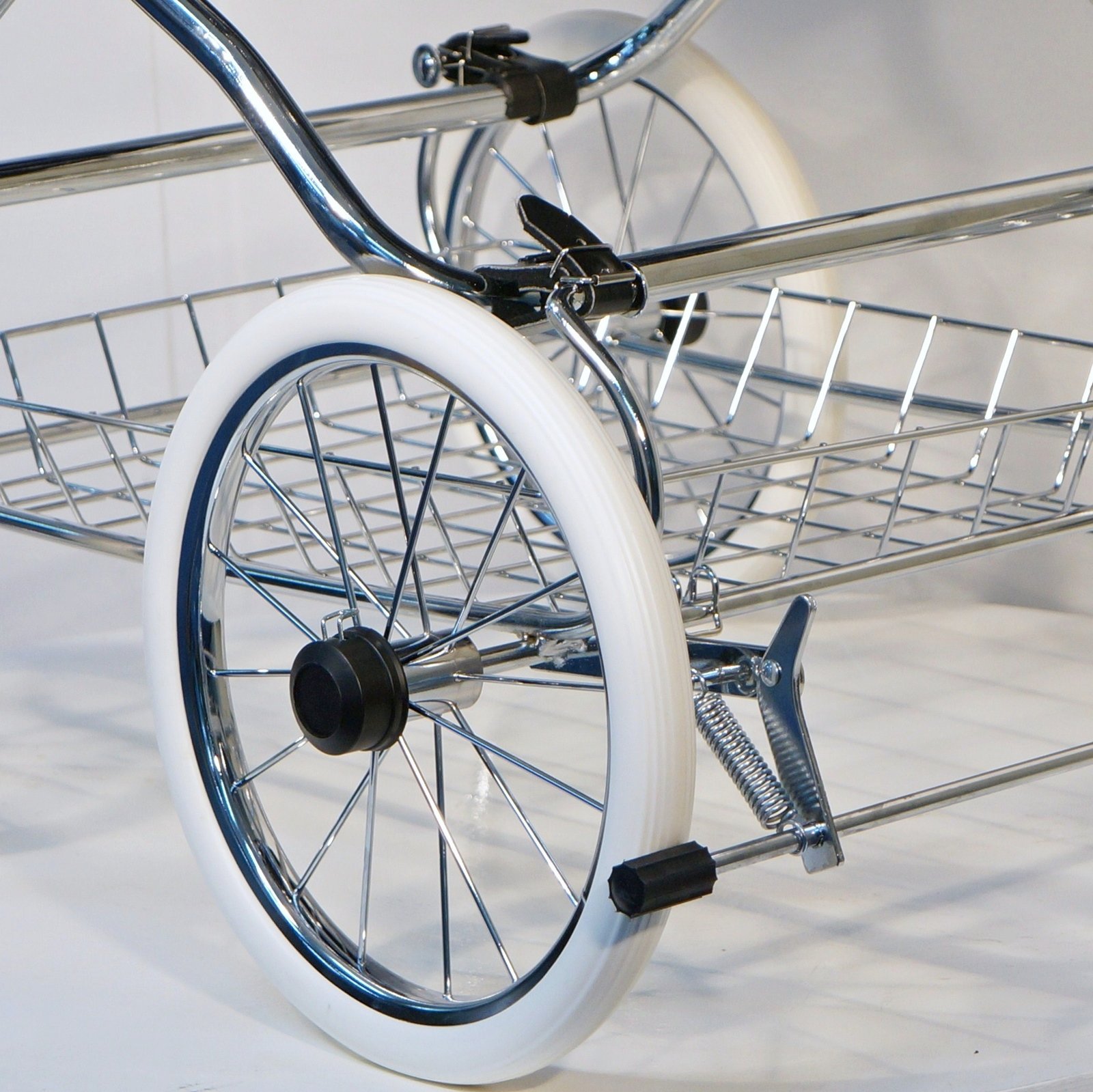 Eichhorn Kinderwagen Weidenkorb Korb Weiß Stoff Marine, blau