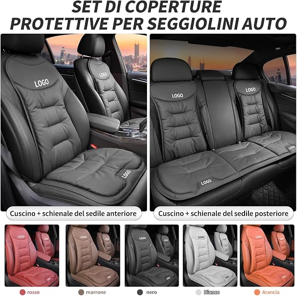 personalizzato cuscino sedile auto Con logo, coprisedili auto universale Con cuscino lombare,Colori multipli,Pelle Nappa cuscino per sedile auto Antiscivolo,Morbido e traspirante,Per tutte le stagioni - 2