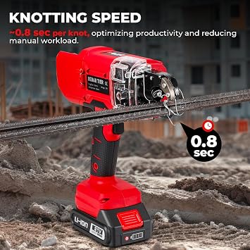 Rebar Tying Machine, Automatic Rebar Tie Gun, Electric Cordless Wire Twister Tool, Battery Powered 1-9 Tightness Adjustable for 0.3 to 1.3 Rebars