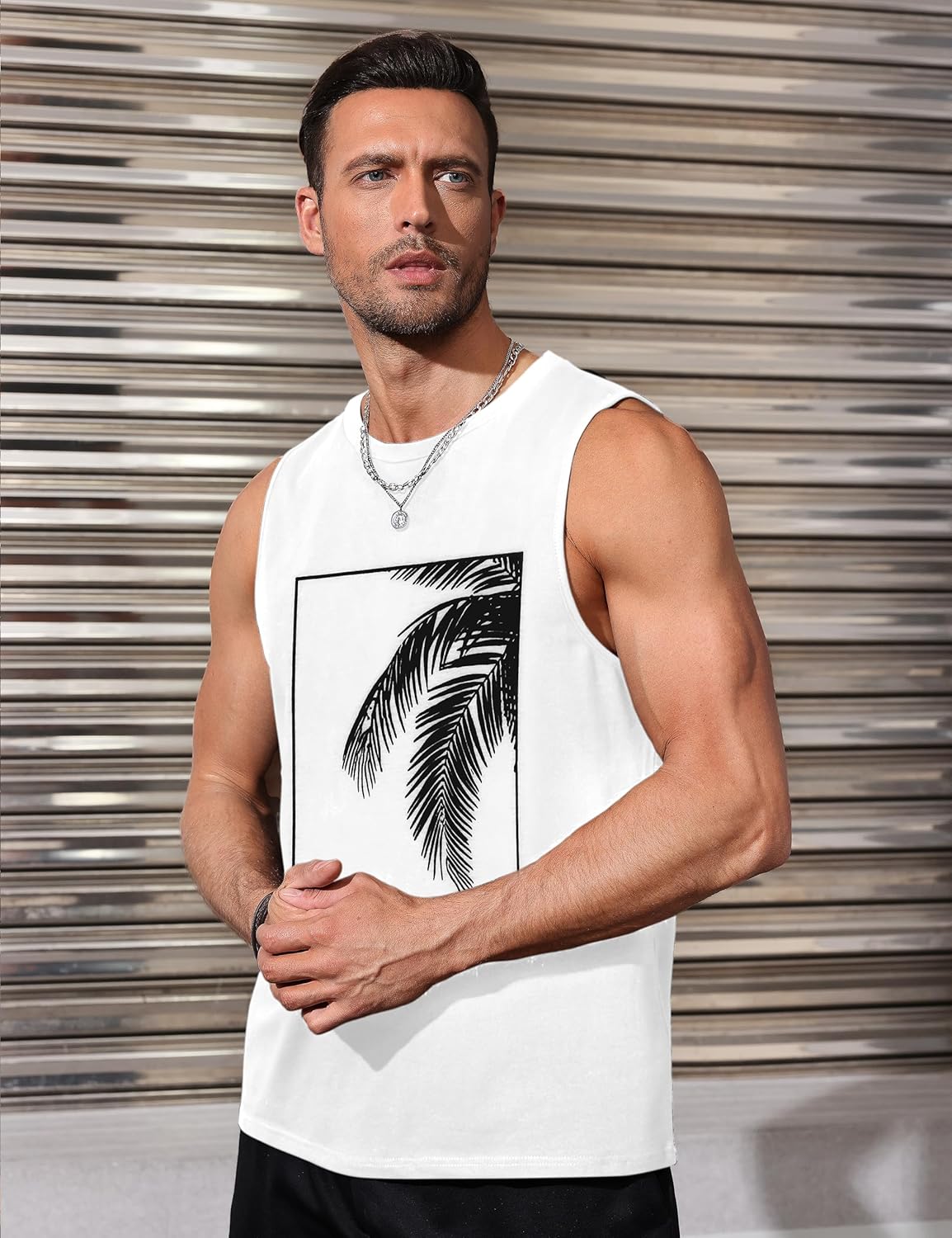 Mens Tank Tops Beach Summer Sleeveless Shirts Graphic Palm Tree Vacation Tanks Muscle Gym Tank Top - Image 4