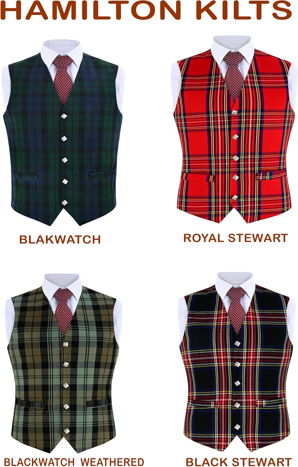Tartan Vest with Thistle Buttons Scottish Traditional Highland Waistcoat dress Party Wedding Attire