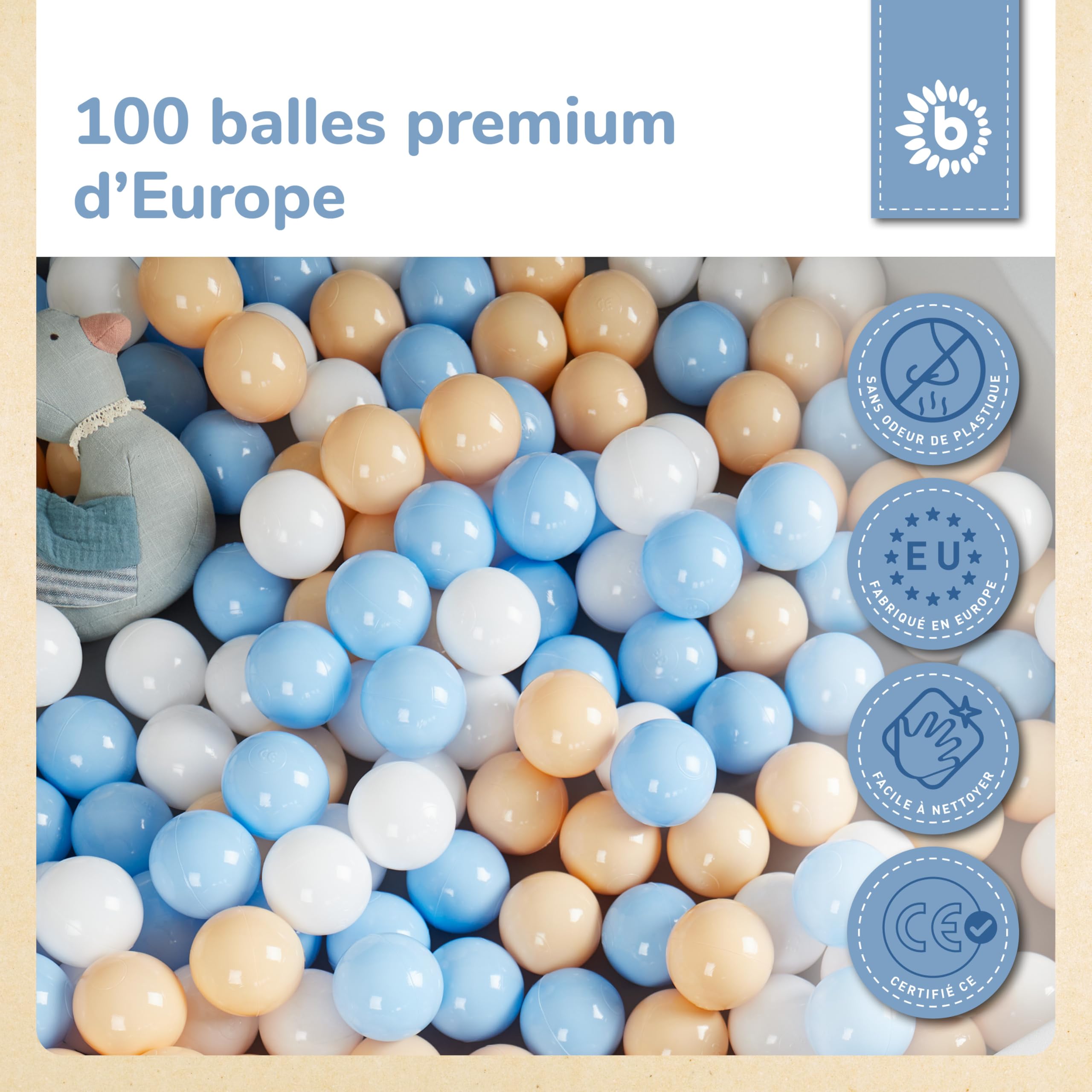 100 Balles Piscine à Balles Cotton Pastel Rose Blanc Gris - Bieco Balles Plastique Bébé