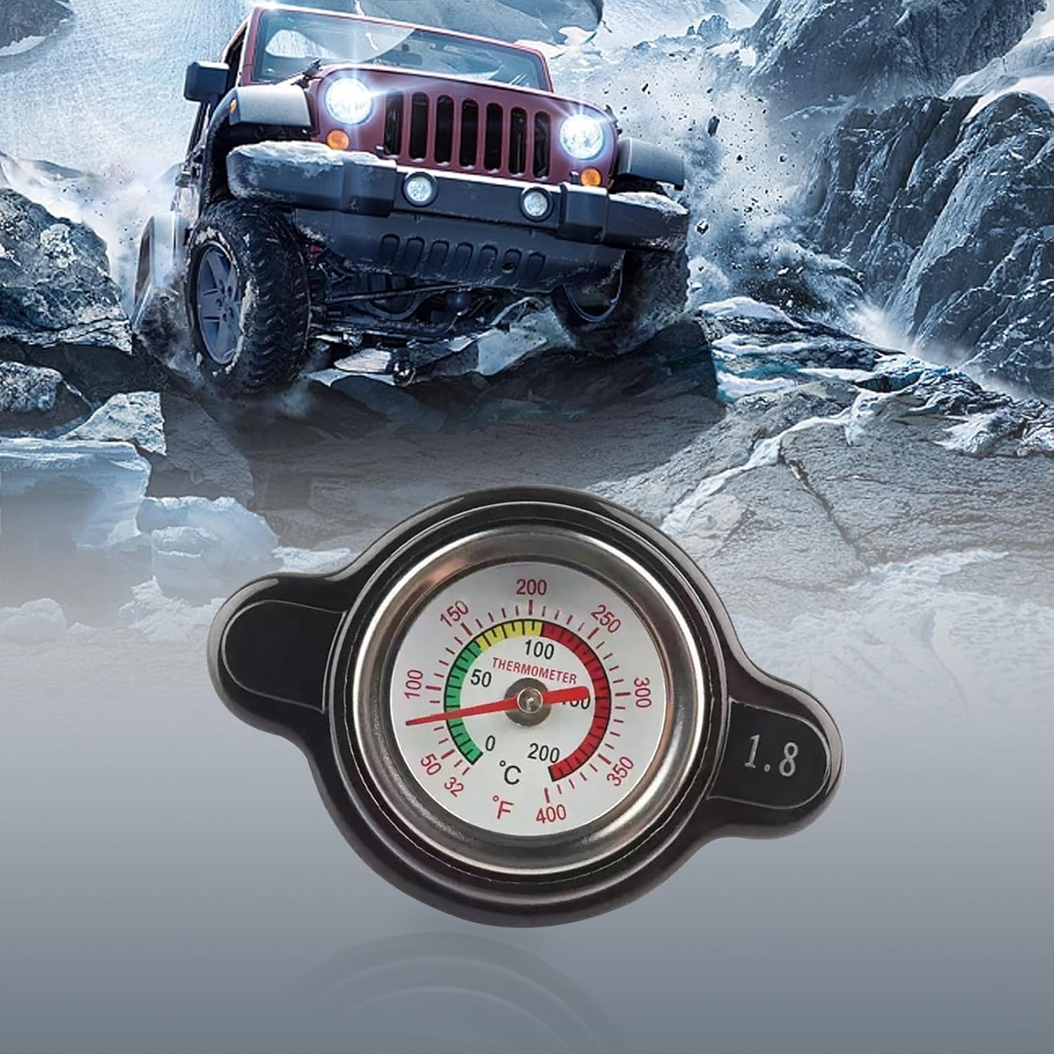 Jawmoy Car Radiator Cover with Thermometer, Real-time Temperature ...