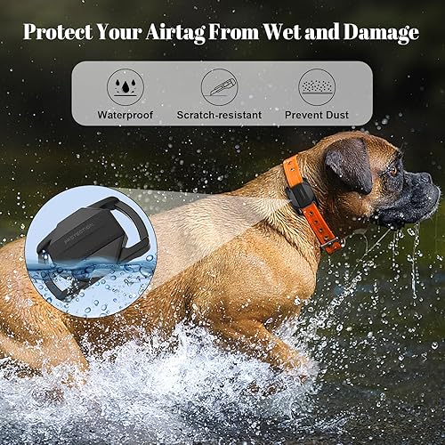 Miniatura 4 de Funda impermeable para Airtag para collar de perro, paquete de 4, soporte para collar de perro Airtag, TPU y silicona cubierta de cuerpo completo