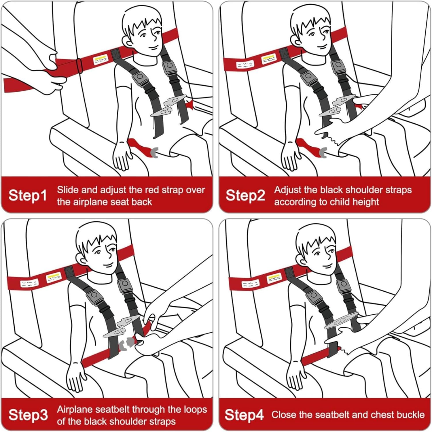 Child Airplane Travel Harness - Portable & Lightweight Travel Harness for Toddlers and Kids - Easy Flight Accessory for Family Trips