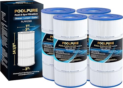 POOLPURE Filtro de piscina PLFPCC60 sustituye a Pentair CCP240, PCC60, Ultral-A4, Unicel C-7469, R173572, 178569, Filbur FC-1975, Clean and Clear
