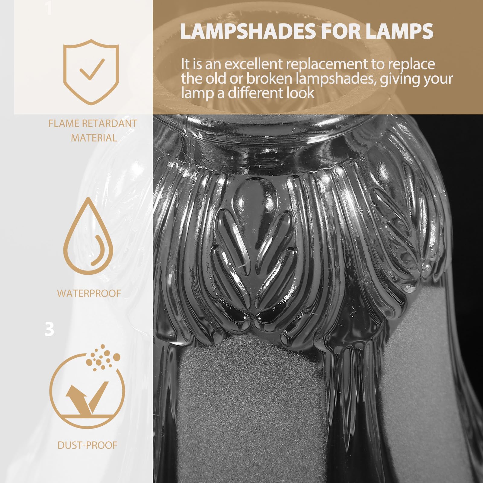 POPETPOP Pantallas de Lámparas de Vidrio de Repuesto 4 Piezas Forma de Campana, Material Vidrio, Decoración para Iluminación de Techo Hogar