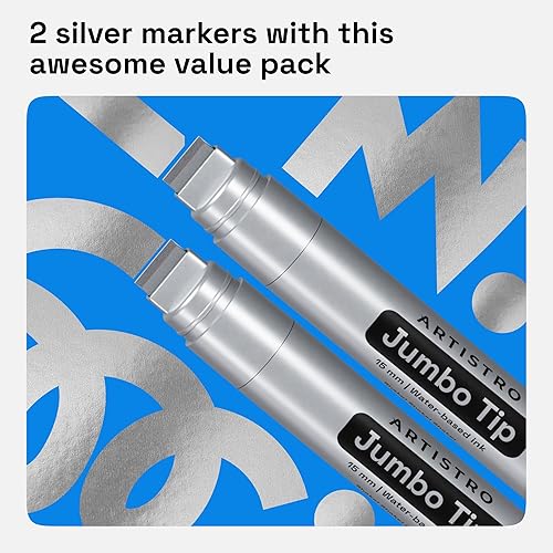 Miniatura 106 de ARTISTRO - 2 plumones de pintura acrílica blanca, punta media de 3 mm, perfectos para manualidades, proyectos de arte y más Blanco