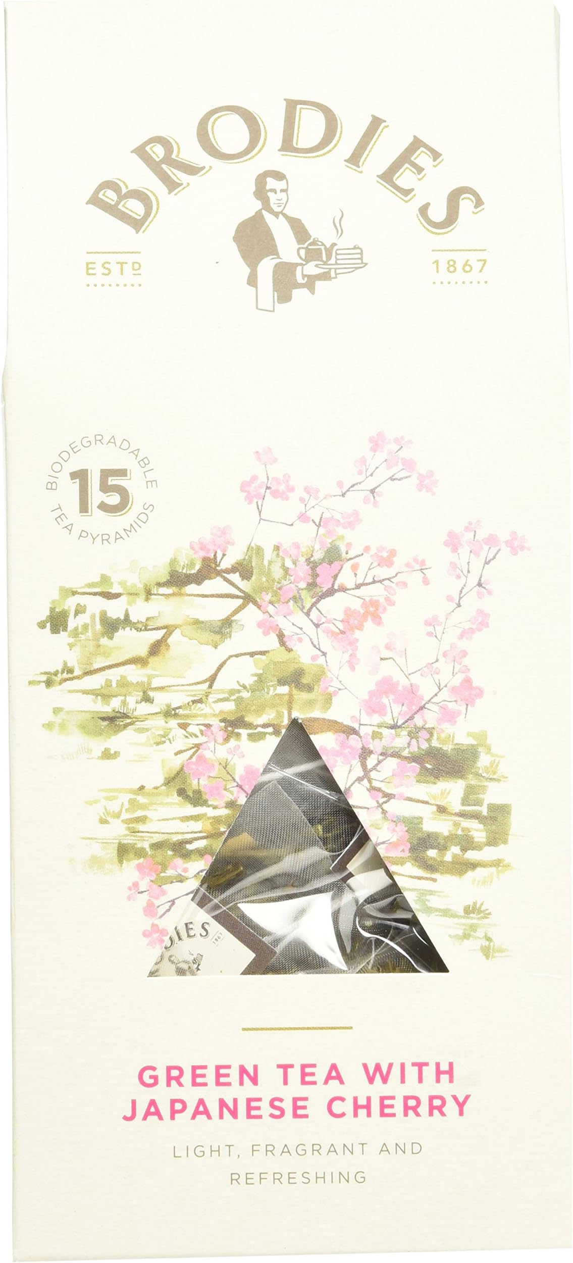 BRODIES Green Tea with Japanese Cherry Pyramid Tea Collection
