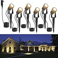 NEWKAZ 6-Pack Low Voltage Outdoor LED Spotlights, 65.6FT IP65 Waterproof Landscape Uplights 18W 1800LM Warm White 3000K for Garden Tree Pathway